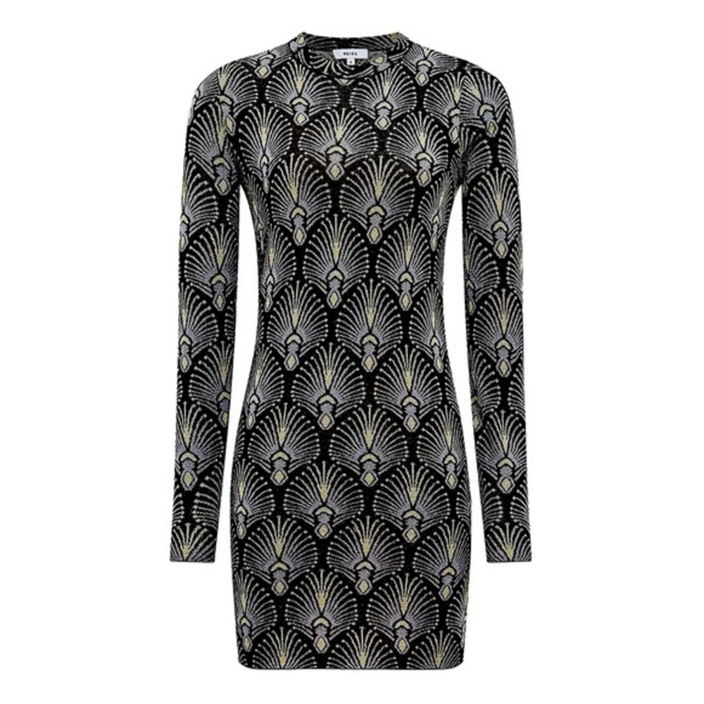 REISS Annie Metallic Jacquard Mini Dress, size XL NWT